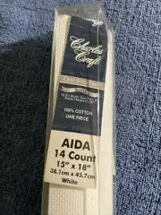 Cross Stitch Charles Craft Aida Cloth 14 Count Cotton 15"x18" White New