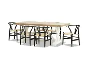 NORMANDY 7 Piece Dining Suite with Wishbone Replica MKII Dining Chairs