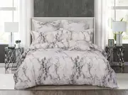 Marble White Quilt/Doona/Duvet Cover Set (Super King Size) M404