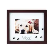 Lawrence Frames Walnut Wood 4x6 Woof Picture Frame - Matted Shadow Box Dog Frame