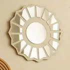 Wall Mirror Bohemian Style Wood Accent Mirror for Bedroom Entryway Bathroom