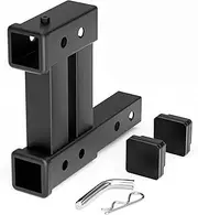 YZONA 2" Trailer Hitch Receiver Extension, Dual Rise-Drop Tow Hitch Adapter, 4000 LBS Capacity Double Towing Hitch Extender Fits Standard 2" Class III & IV Receivers for Cargo Carrier Bike Racks