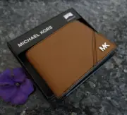 Michael Kors slim billfold jet set mens wallet new in box brown