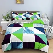 Multiple Color Grid Bedding Sets Geometric Duvet Cover Bedclothes Bed Room for Kids Bedding,02,Super King(240x270cm)