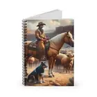 Spiral Notebook Ruled Line Cowboy and His Faithful Dog Overlooking Cattle Herd 4