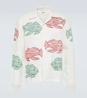 [Bode] Bode Piscine appliqué linen shirt UK 16,5 white