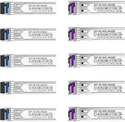 5 Pair of 1.25G SFP Bidi Transceiver, 1000Base-BIDI SingleMode Simplex LC Fiber Module for Cisco GLC-BX-D, Ubiquiti UniFi UF-SM-1G-S, Mikrotik and More, SMF 1490nm/1310nm, DDM, up to 20 km