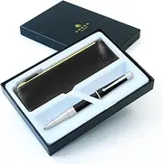 AT Cross Beverly Rollerball Pen in Gift Box with Black Zipped Case - Choose Design (Black Lacquer)
