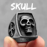 Phantom Skull Men Rings Stainless Steel Jewelry Punk Rock Vintage Black Silver