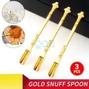 3X Gold Snuff Spoon Micro Spoon Spatula Spoon Stainless Steel Scoop ANTIQUE