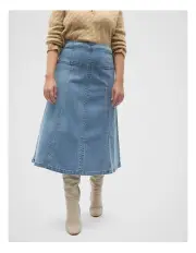 [Seed Heritage] Denim Fit Flare Skirt in Ice Blue Wash