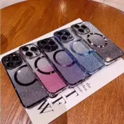 Glitter Magnetic Case for iPhone 16e 16 15 14 Plus 13 12 Pro Max Bumper Cover