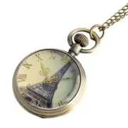 Retro Bronze Tower Women Ladies Quartz Pocket Watches Necklace Chain Xmas Gift
