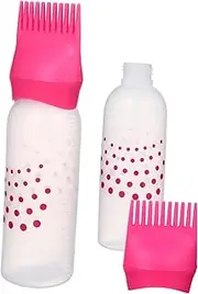 Homoyoyo 2pcs Hair Coloring Applicator Bottles with Graduated Scale Pink Hair Dyeing Tools for Home and Salon Use Durable Hairdressing Squeeze Bottles for Even Color Distribution