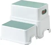 Victostar 2 Step Stool for Kids, Anti-Slip Sturdy Toddler Two Step Stool for Toilet Potty Training, Bathroom,Kitchen (Green-White)