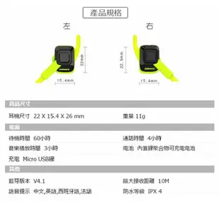 Jabees BeatING 藍牙4.1運動型防水耳機 (6.4折)