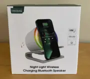 NIGHT LIGHT WIRELESS CHARGING BLUETOOTH SPEAKER 15W LIGHTS PHONE HOLDER NEW