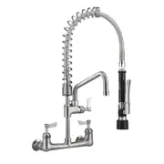 3Monkeez Stainless Steel Exposed Breech Wall Mount Pre Rinse Unit With 6" Pot Filler Including Spreaders - Taps and Rinse Jets (T-3M53449-C) - T-3M53449-C
