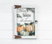 Ganz H9 Fall Thanksgiving Decor Pumpkin Window Plaque 7x10in - Bless This Home