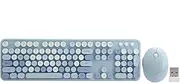 Wireless Keyboard and Mouse Combo, Cute Multi-Devices USB Retro Keyboard and Mouse Set, Slim Compact Keyboard and Silent Mouse for Windows, Computer, PC, Notebook, Laptop (Blue)