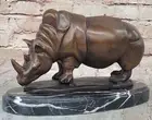 INCREDIBLY DETAILED RHINOCEROS BRONZE / BLACK RHINO ART DECO SCULPTURE ARTWORK