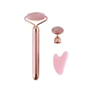 Supperstore 3 In 1 Face-lift Beauty Instrument Jade Roller Massager Electric Face-lift Instrument Beauty Massage Stick-Pink