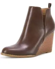 NEW $60 SIZE 7 1/2 Women's Classic Pointed Toe Ankle Boots Chunky Wedge