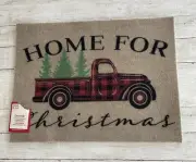 Holiday Style Doormat Rug “Home For Christmas” Red Truck Indoor/Outdoor 18”x24”