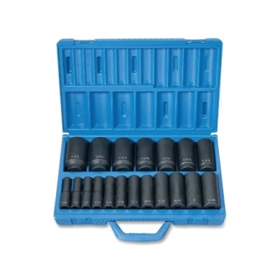 Grey Pneumatic Impact Socket Set, 1/2 Inches Drive, Sae, 6-Point