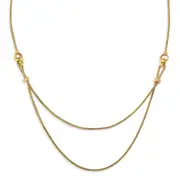 14K Yellow Gold Polished 2 Layer D/C Beaded Necklace