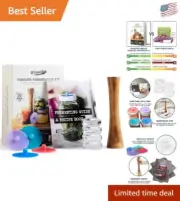 Easy 9-Piece Mason Jar Fermentation Kit with Acacia Wood Tamper & Airlock Lids