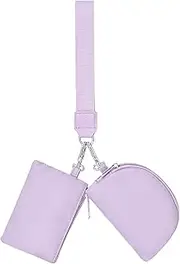 [Generic] Stylish and Practical Wristlet Pouch for Keys and Cards and Easy Storage of Small Items Canvas Keychain Wallet Key Bag, Lilac Colour