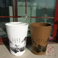 在飛比找樂天市場購物網優惠-仿陶瓷大花盆高筒圓型山水敞口塑料綠植盆栽【櫻田川島】