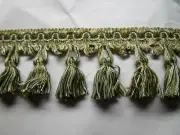6 yards Tassel Fringe 3" TAN-BEIGE/GREENS/OFF WHITE Drapery Fabric Trim WIN11