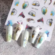 Flower Heart Leaf Nail Stickers Geometric Shapes Flower leaf Gold Accents