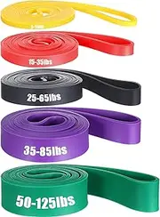 QuokkaChic Skin-Friendly Resistance Fitness Exercise Bands 5-125 lbs, Heavy Duty Pull Up Assist Bands, Gym, Yoga, Physical Therapy, Bench Press, Improve Mobility and Strength