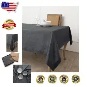 Elegant Charcoal Grey 120"L x 60"W Linen Tablecloth – Mitered Edges & Easy Care