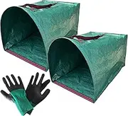 Yard Waste Bags,Garden Waste Container | 2 Piece Garden Reusable Dustpan with Gloves for Lawn Trash Leaves Outdoor Grass Debris Clippings