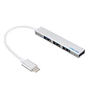 Universal Portable Aluminum Alloy Type-c to 4 USB 2.0 High Speed Adapter Converter HUB for Xiaomi PC SILVER COLOR