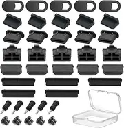 40PCS USB Port Cover, Silicone Anti Dust Cover Dust Plugs Caps for Computer Camera, USB, USB C, RJ45, HDMI, SD Port, Headphones Port, Audio Port (8 Types)