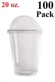 [ 100 Pack ] Cups, Iced Coffee Go Cups and Dome Lids 20 oz.