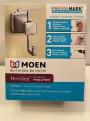 MOEN Hensley Press & Mark MY3503CH Chrome Double Robe Hook NEW in Box