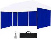 Red Track Accessory Pack for 6x3m Navy Blue Gazebo, Includes Walls, Wheeled Carry Bag, Rechargeable USB Lamp