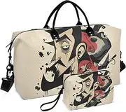 [ZRYSMY] Duffel Bag for Traveling, Funny Man Abstract Travel Bag Gym Bag, with Multiple Interior Pockets Shoulder Weekender Bag for Women Men with Toiletry Bag 20.5L x 1.9W x 13.8H, Multi-Colored, one