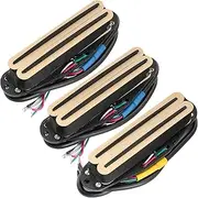 Musiclily Pro ST-DPHA Alnico 5 Rail Blade Single Coil Sized Humbucker Super Distortion Neck Middle Bridge Pickups Set for Strat Style Electric Guitar, Cream Body Black Rail