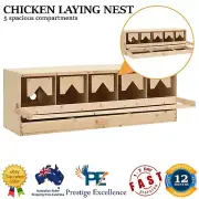 Chicken Nesting Box With 5 Compartments Wooden Hen Egg Laying Nest Pine Wood NEW