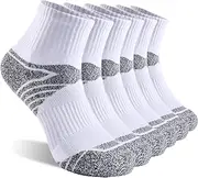 [YCQQPRO] Running Socks Mens Womens, Cushioned Quarter Socks, Anti-Blister Athletic Ankle Socks Moisture Wicking Walking Sock, Cotton Performance Tennis Trainer Sports Socks, 6 Pairs