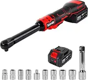 [Gotrain] 3/8" Cordless Ratchet Wrench 80N·m 21V Electric Power Ratchet Wrench 16cm Extended Head with 1 X 2.0Ah Battery and Charger, 8 Sockets, 1/4" Adaptor, 3" Length Extension Bar