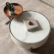 EKDJSN Coffee Table Set of 2, Nesting Table with Marble Countertop and Heightened Edge Table, Sturdy Metal Leg, for Modern Home Furniture, Balcony Side, Sofa Table