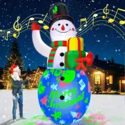 12FT Giant Christmas Inflatables Snowman Decorations Built-in Music Box & 360...